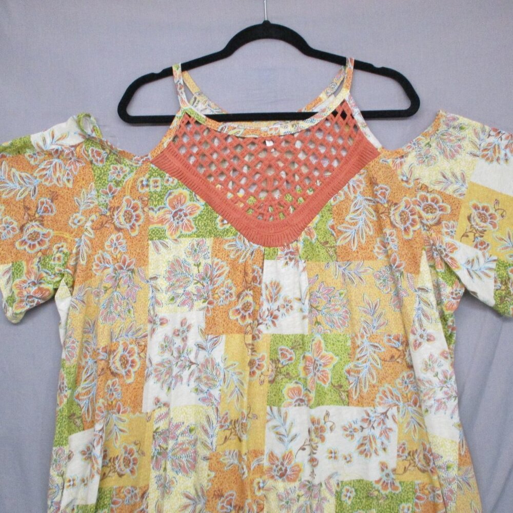 Cato Boho Cold Shoulder Patch Work Multi-Color Bl… - image 3